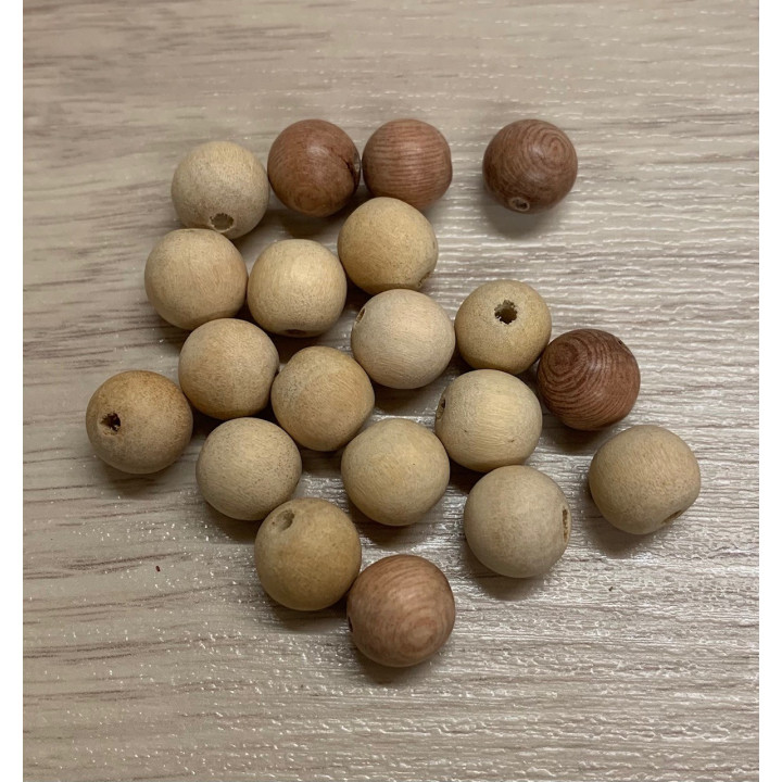 Pochette Perle Ronde Bois Perforées 12mm lot de 3