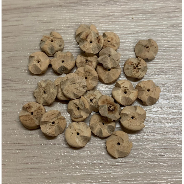 Rounds Pocket Coco Wood Perforated 10mm lot of 3