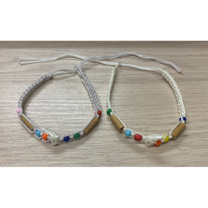 Bracelets macramé dauphin nacre assortis plaque de 50 par 1
