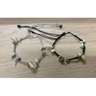 Bracelet macramé porcelaine/dauphin nacre plaque de 25 par 1