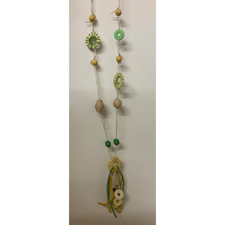 Sautoir corde & cuir 60cm couleurs assorties par 6