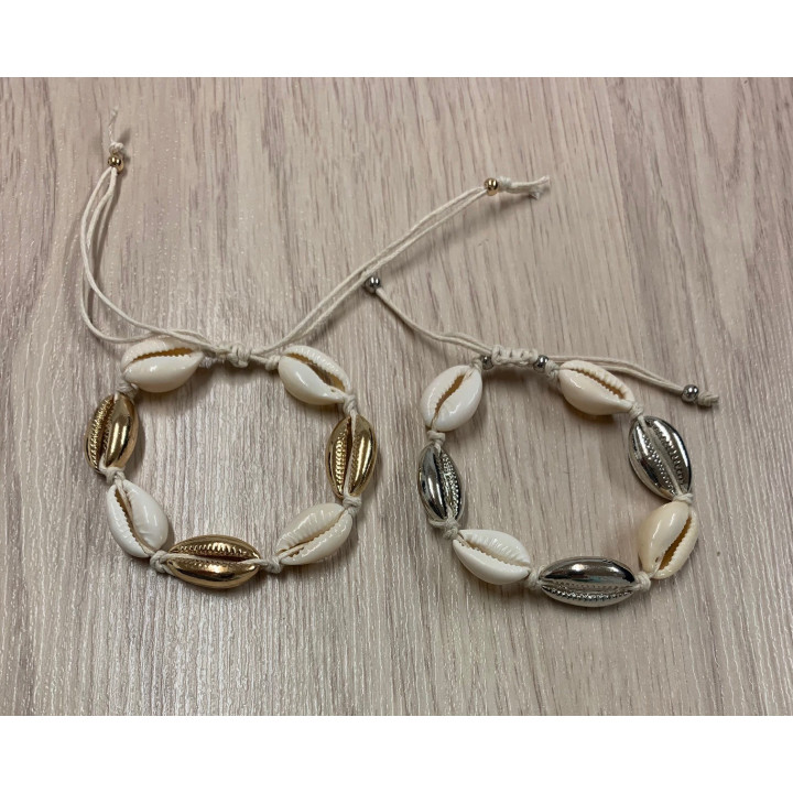 Bracelets cypraea doré/argenté par 6