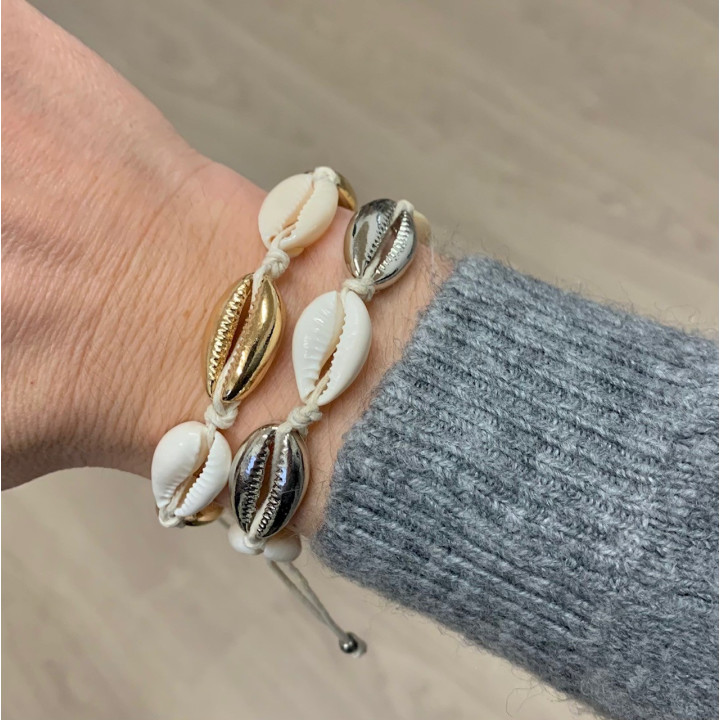 Bracelets cypraea doré/argenté par 6