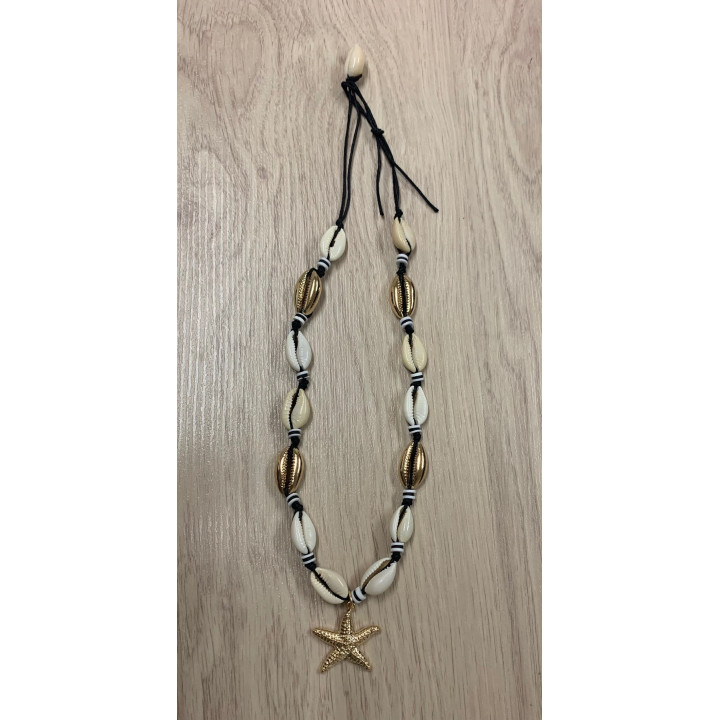 Collier cypraea étoile dorées par 6