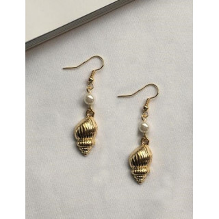 Boucle Oreille Dorée Coquillage/ Perle par 12