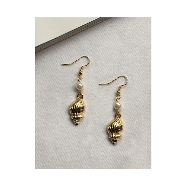 Boucle Oreille Dorée Coquillage/ Perle par 12