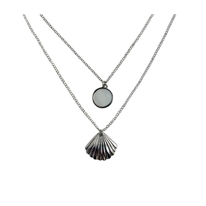 Assortiment Collier Argenté Pecten/ Rond Nacre par 12