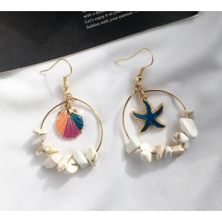 Boucle Oreille Dorée /Sujets Mer Peint /Eclats Coquillages par 12
