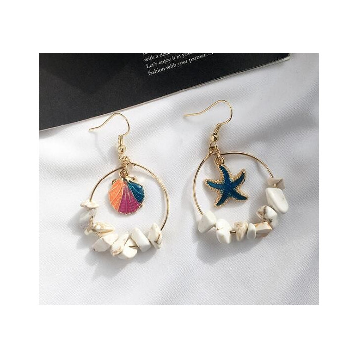 Golden Ear Loop /Painted Sea Subjects /Shell Splets by 12