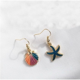 Boucle Oreille Dorée Etoile de Mer /Pecten Peinte par 12