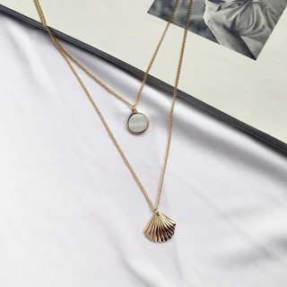 Assorted Golden Necklace Pecten/ Round Nacre by 12