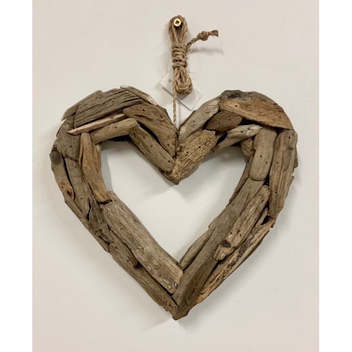 Heart deco natural driftwood 25cm by 6