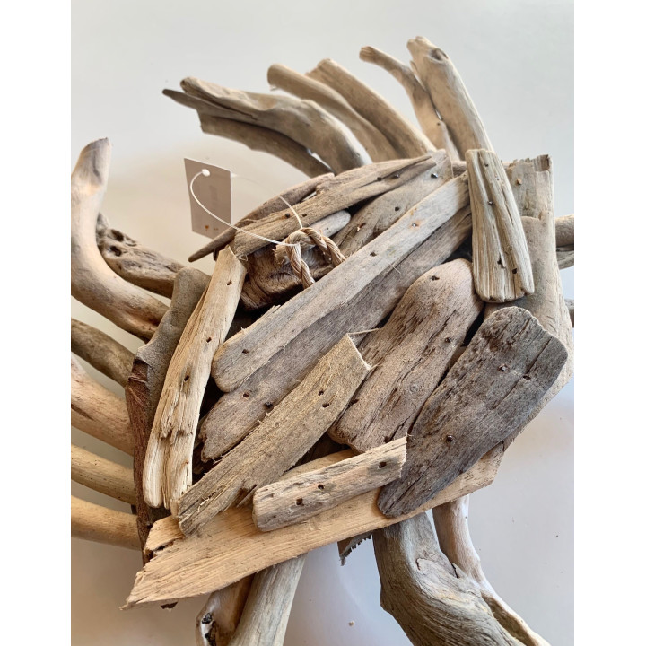 Crabe en bois flotté naturel 30cm par 2