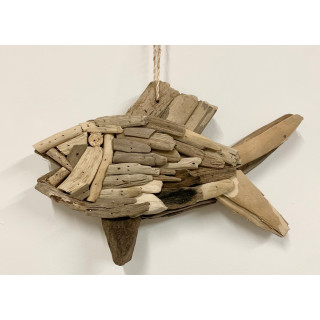 Natural driftwood fish 34cm by 2