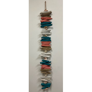 Guirlande bois flotté colorée, coquillages 100cm par 3