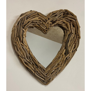 Miroir coeur bois flotté 50cm par 1