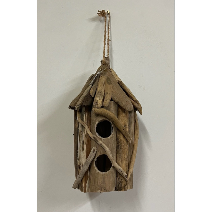 Nichoir à oiseaux bois flotté 30cm par 2