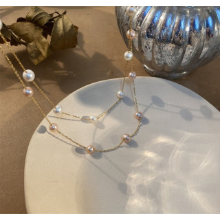 Sautoir perles couleurs assorties par 3