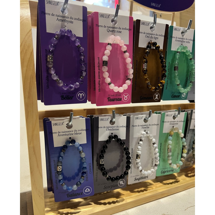 Présentoir 48 bracelets pierres et zodiaque