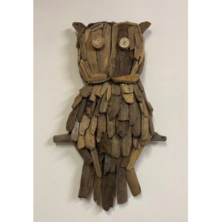Chouette en bois flotté 60cm par 1