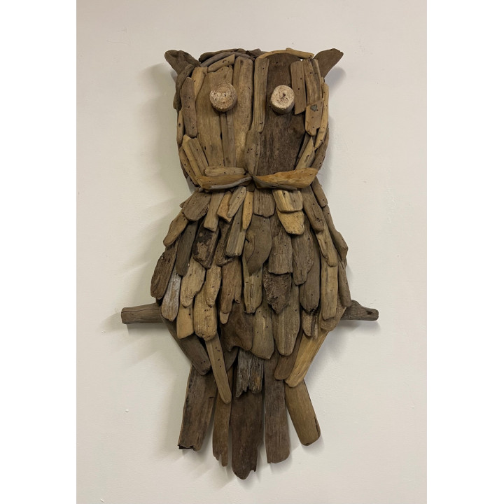 Chouette en bois flotté 60cm par 1