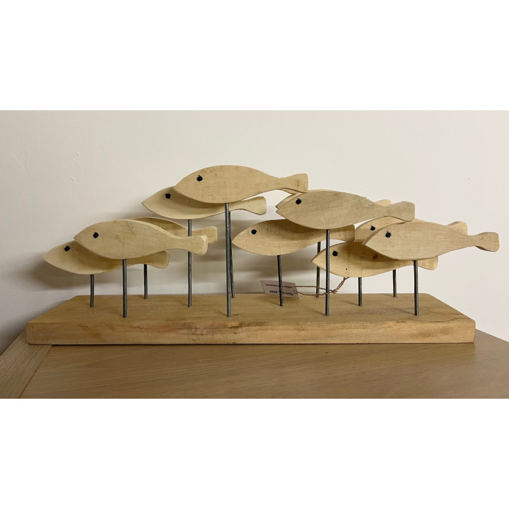 Banc de poisson en bois à poser L45 x H17cm par 1