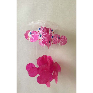 Mobile Nacré Poissons roses 25cm lot de 6