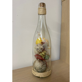 Bouteille Déco Coquillages & Abaca 30cm par 3