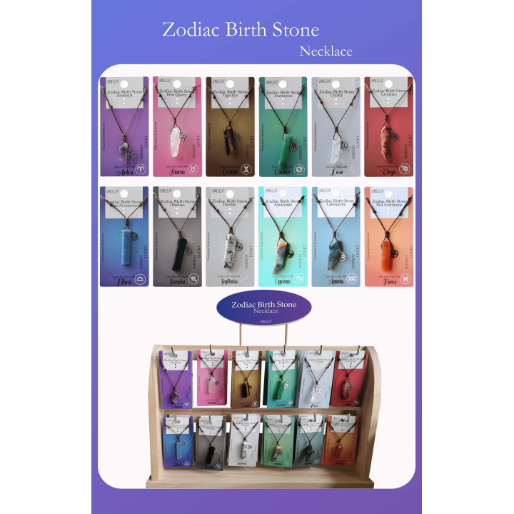 Présentoir 48 colliers pierres et zodiaque (EN FRANCAIS)