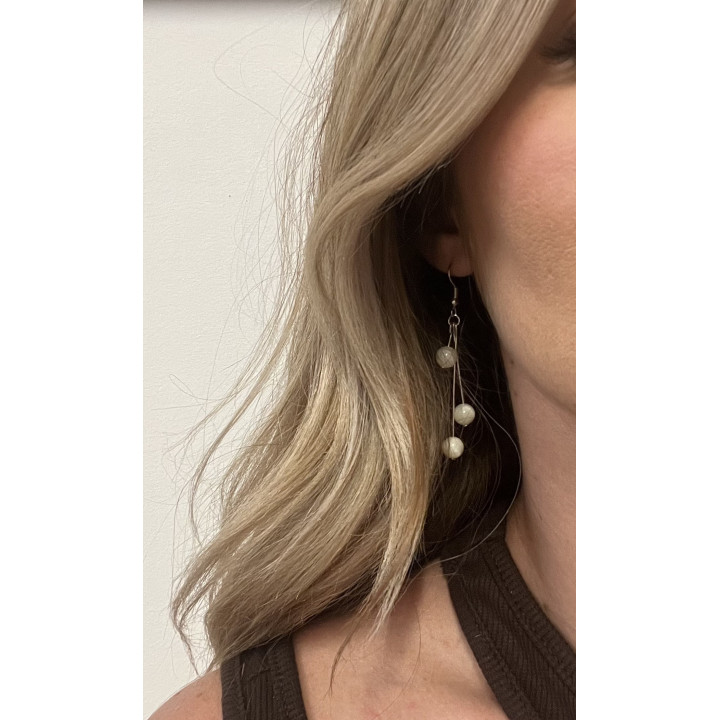 Boucles d'oreilles 3 brins perles marmoratus par 6