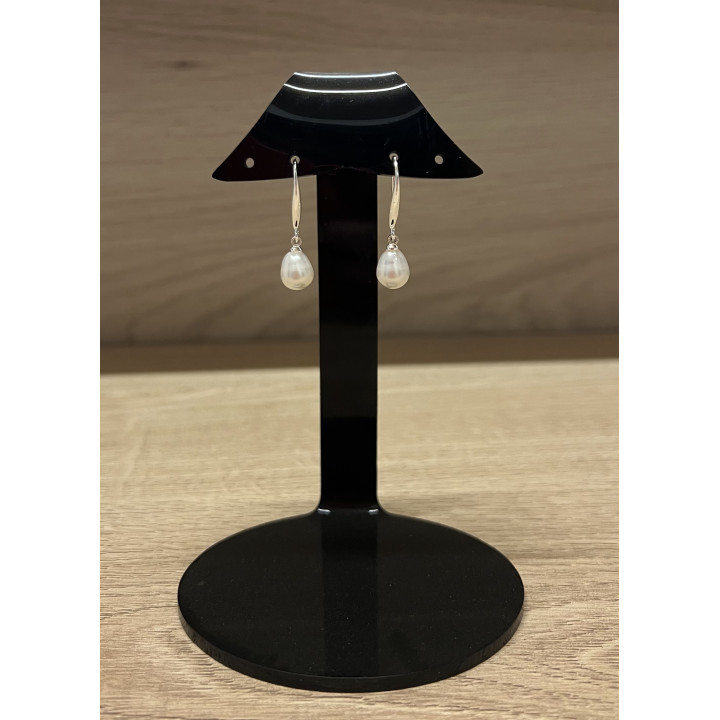 Boucles d'oreilles perles fines argentées par 6