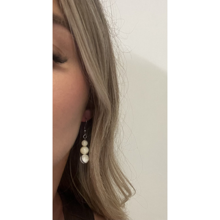 Boucles d'oreilles 3 perles marmoratus  par 3