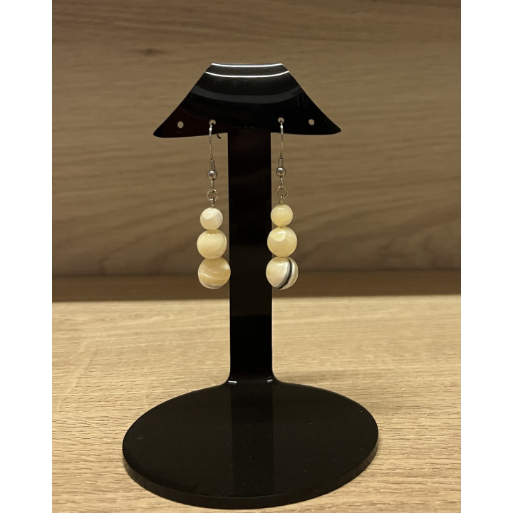 Boucles d'oreilles 3 perles marmoratus  par 3