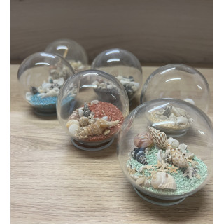 Sphères verres sable et coquillages couleurs assorties par 6
