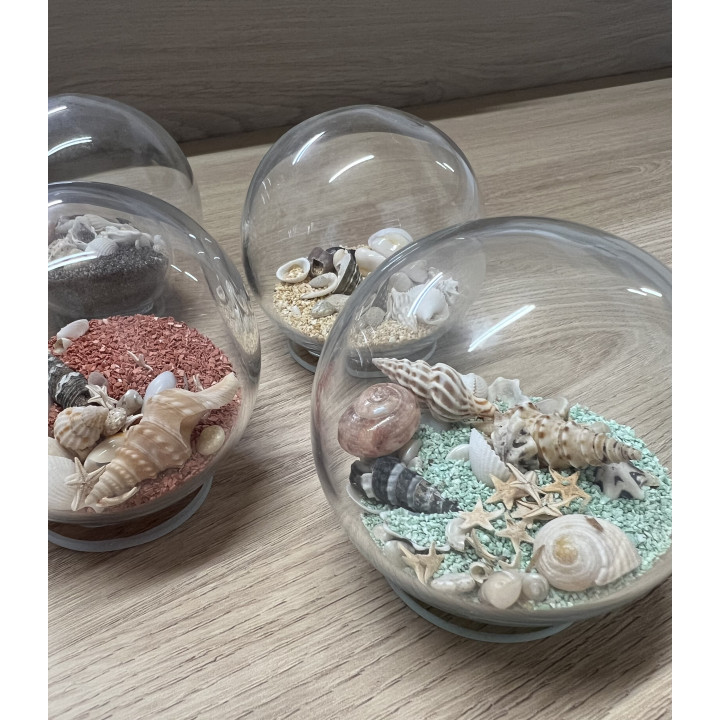Sphères verres sable et coquillages couleurs assorties par 6