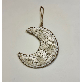 Lune en coquillage à suspendre 30cm