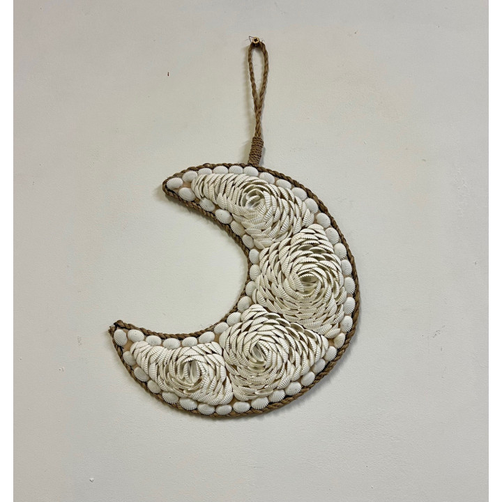 Lune en coquillage à suspendre 30cm