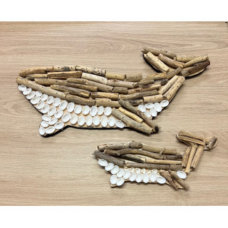Baleines bois flotté coquillage set de 2 (50 et 30cm) par 1