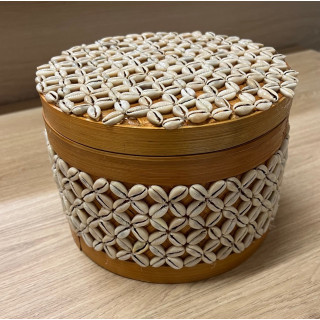 Boite en coquillage et bambou 20cm de diam - 15cm Hauteur par 2