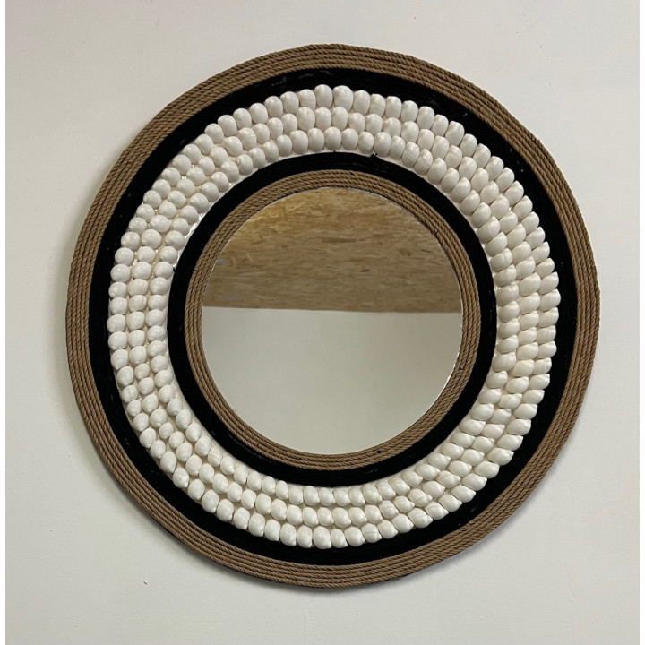 Miroir coquillages bubbles et corde 50cm par 1