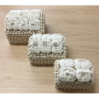 Coffret coquillages blancs taille L 15x13cm par 3