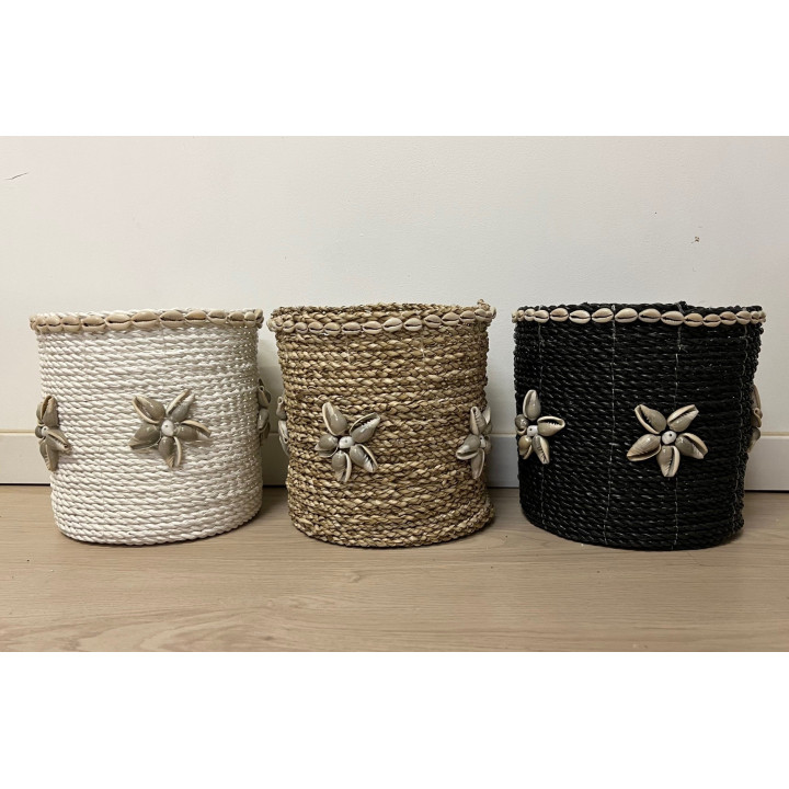 Panières raphia couleurs assorties taille L 20x18cm par 3