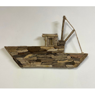 Chalutier bois flotté 51x30cm par 3