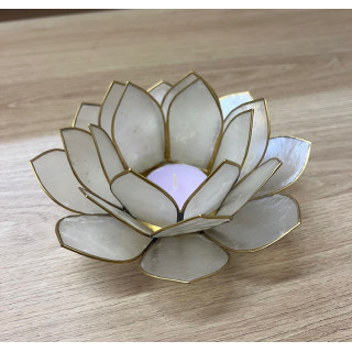 Bougeoir fleur lotus capiz blanc diam. 14cm par 6