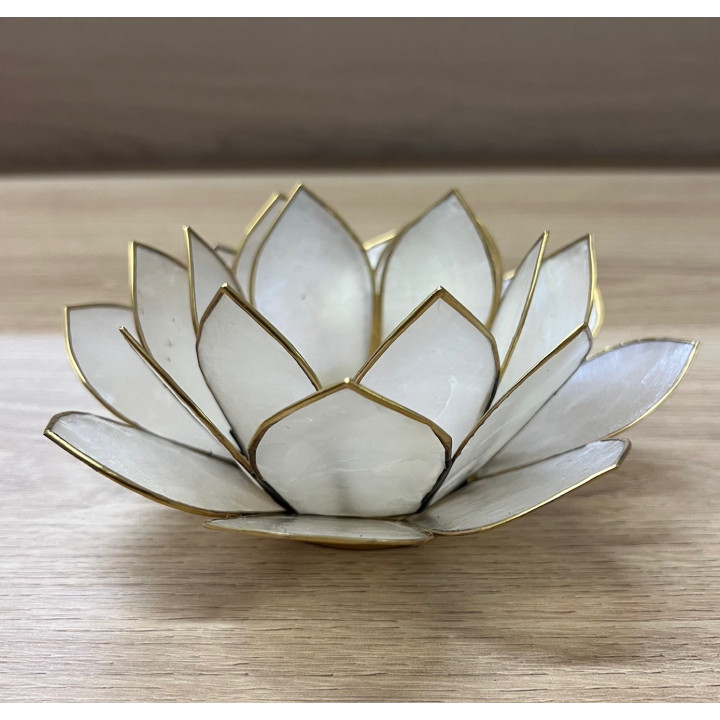 Bougeoir fleur lotus capiz blanc diam. 14cm par 6