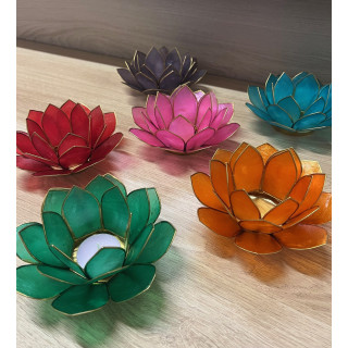 Bougeoir fleur lotus capiz couleurs assorties diam. 14cm par 5