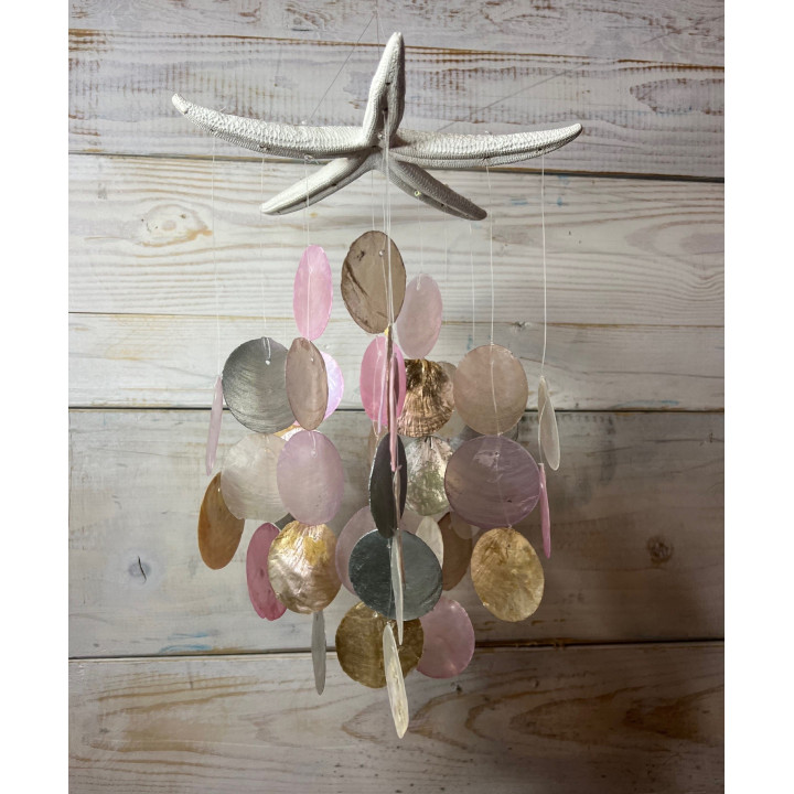 Mobile capiz couleurs base étoile de mer 35cm par 6