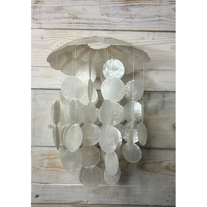 Mobile pastilles nacre capiz blanc 30cm par 3