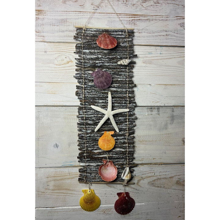 Déco Murale Bois & Coquillages 60cm lot de 3