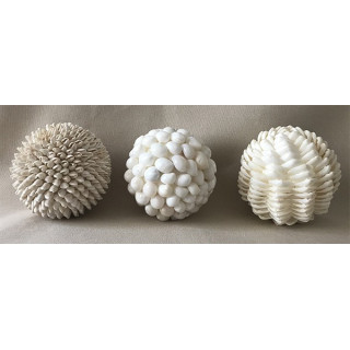 Boule 8/9cm Couverte de Coquillages Blancs lot de 6